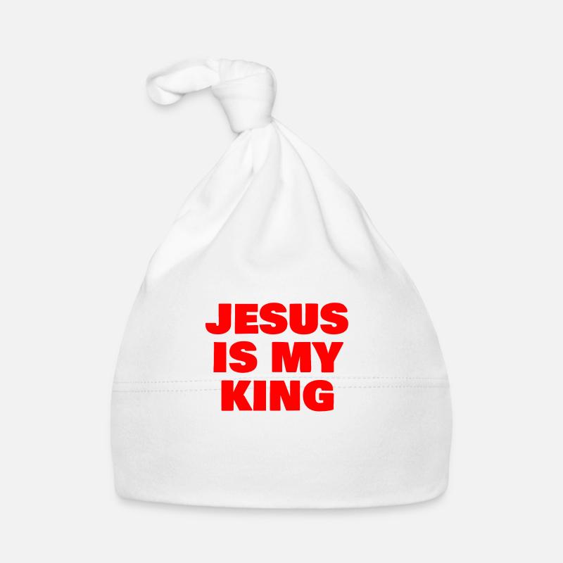 Jésus est mon ROI - Bonnet bio Bébé - blanc