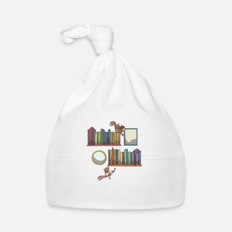 Bücherregal Buch Bücher Eichhörnchen - Baby Bio-Mütze - Weiß