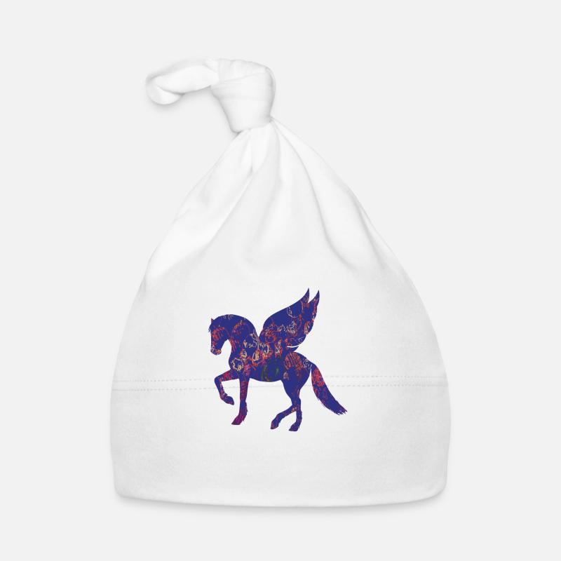 Pégase coloré - Bonnet bio Bébé - blanc