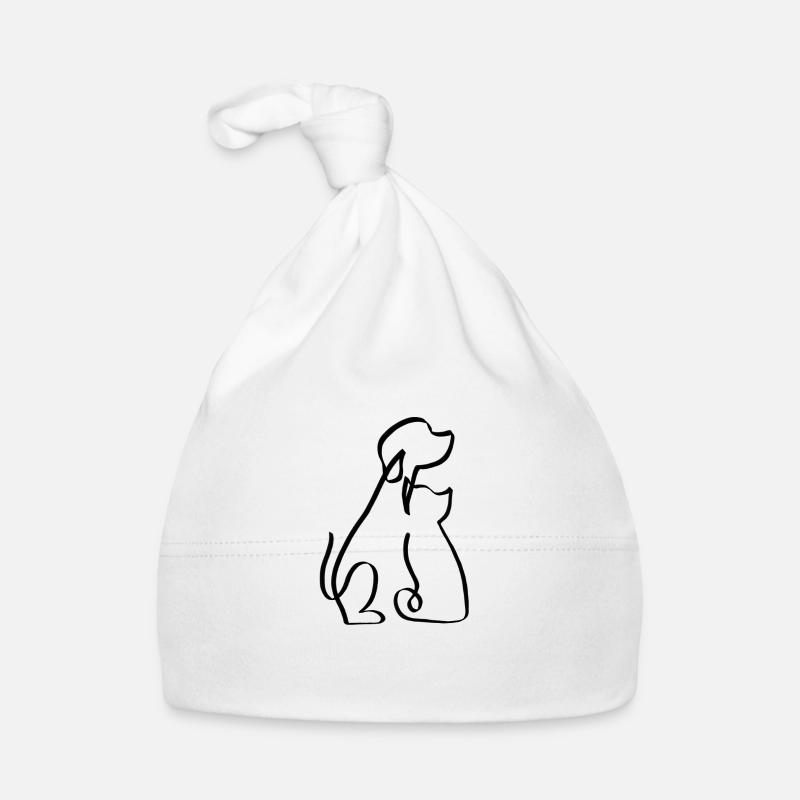 One Line Hund und Katze schwarz Baby Bio-Mütze