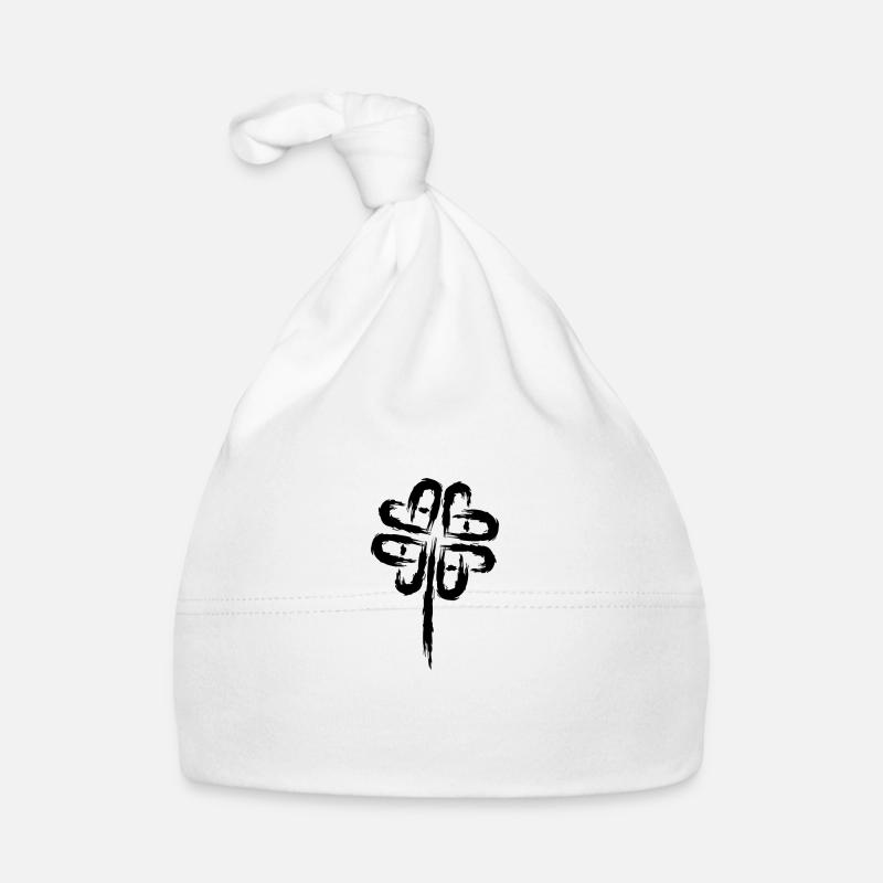 Trèfle symbole Symboles celtiques - Bonnet bio Bébé - blanc