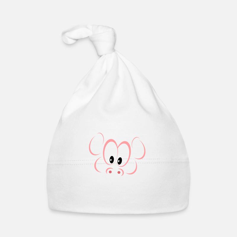 Cochon (couleur) - Bonnet bio Bébé - blanc