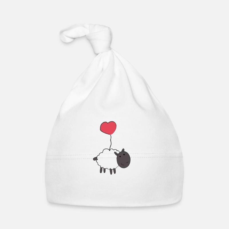 A heart for sheep - gift - gift idea - Organic Baby Cap - white