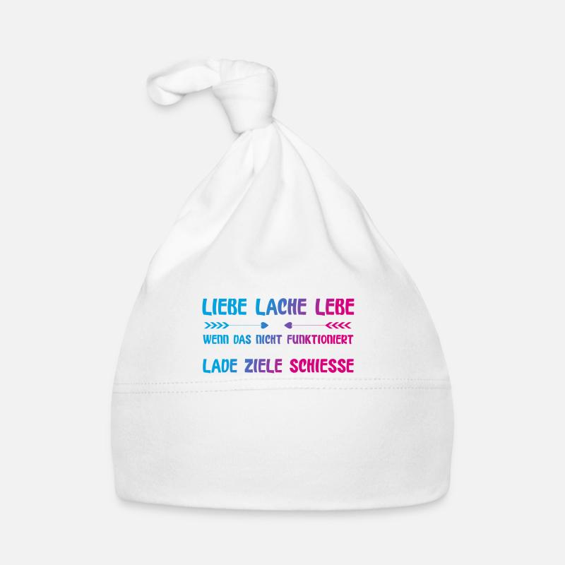 Liebe Lache Lebe lustiger Spruch Baby Bio-Mütze