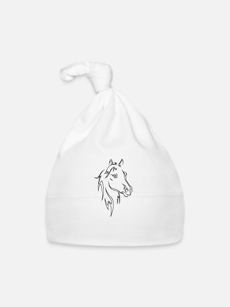 Tête de cheval - Bonnet bio Bébé - blanc - Devant
