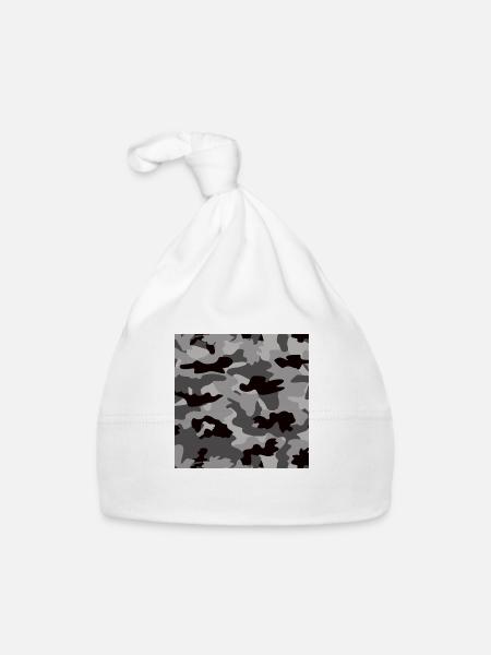 camouflage grau - Baby Bio-Mütze - Weiß - Vorne
