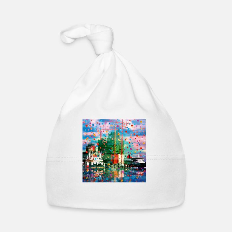 08 Hamburg Hafen Elphi ships cranes Organic Baby Cap