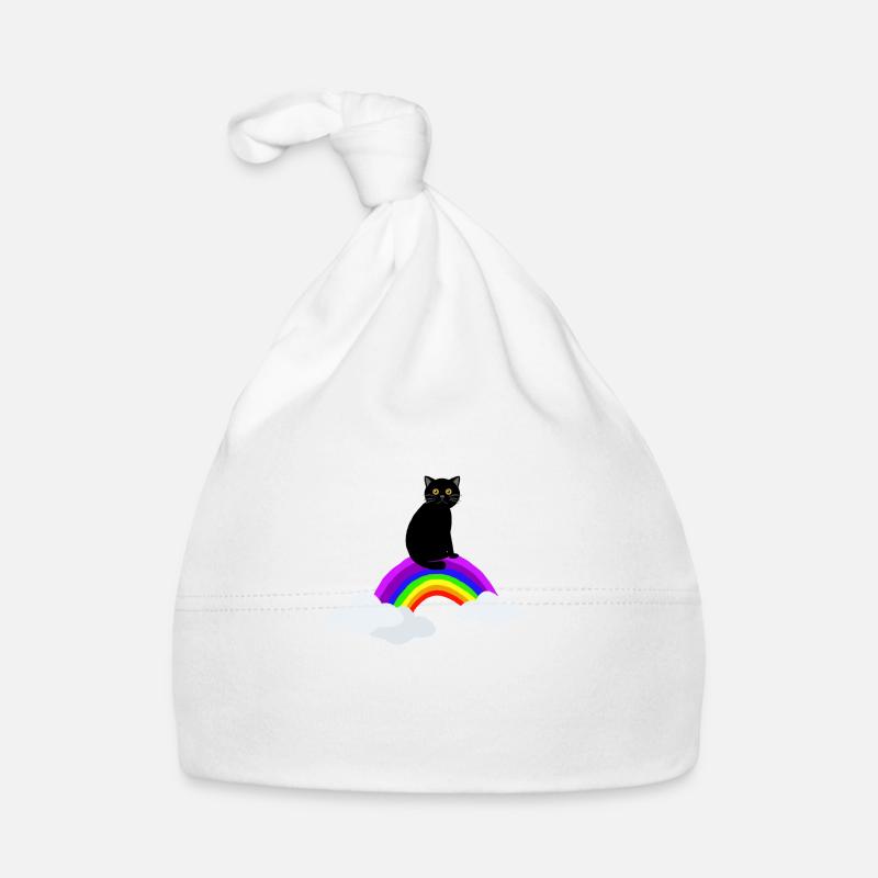 Katze auf Regenbogen Baby Bio-Mütze