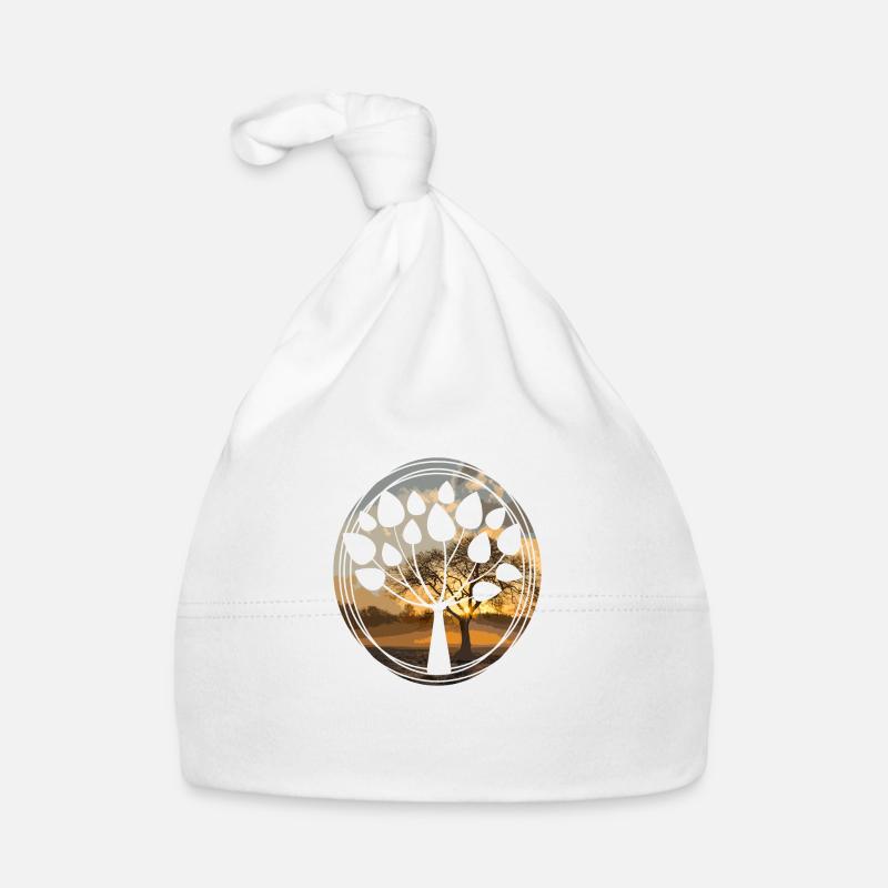 tree - Organic Baby Cap - white