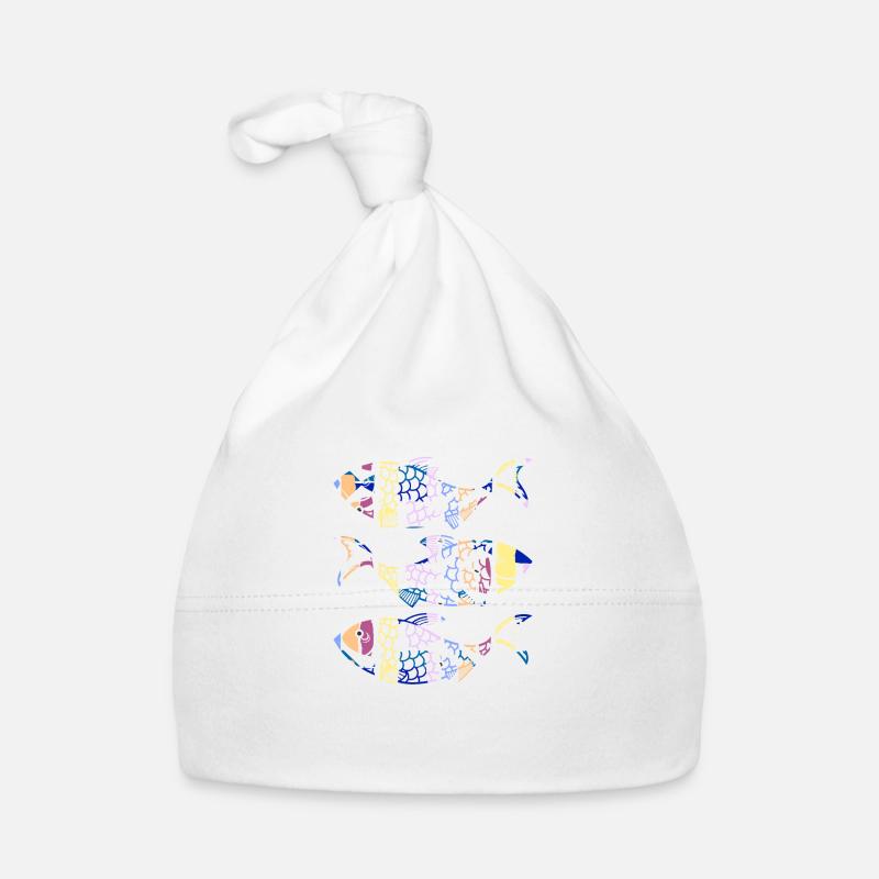 Poissons - Bonnet bio Bébé - blanc