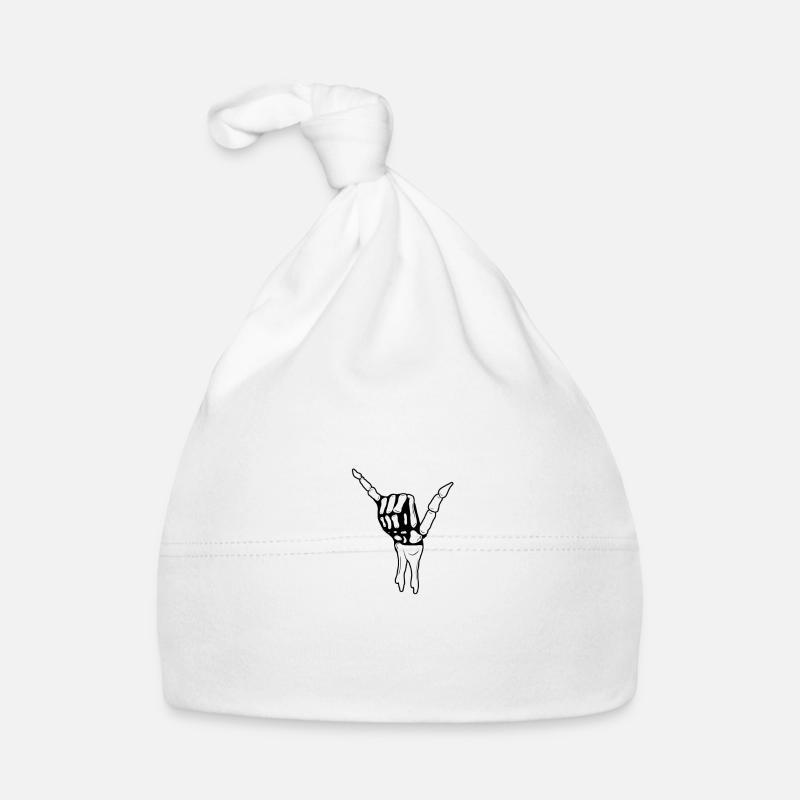 Main squelette de Shaka - Bonnet bio Bébé - blanc