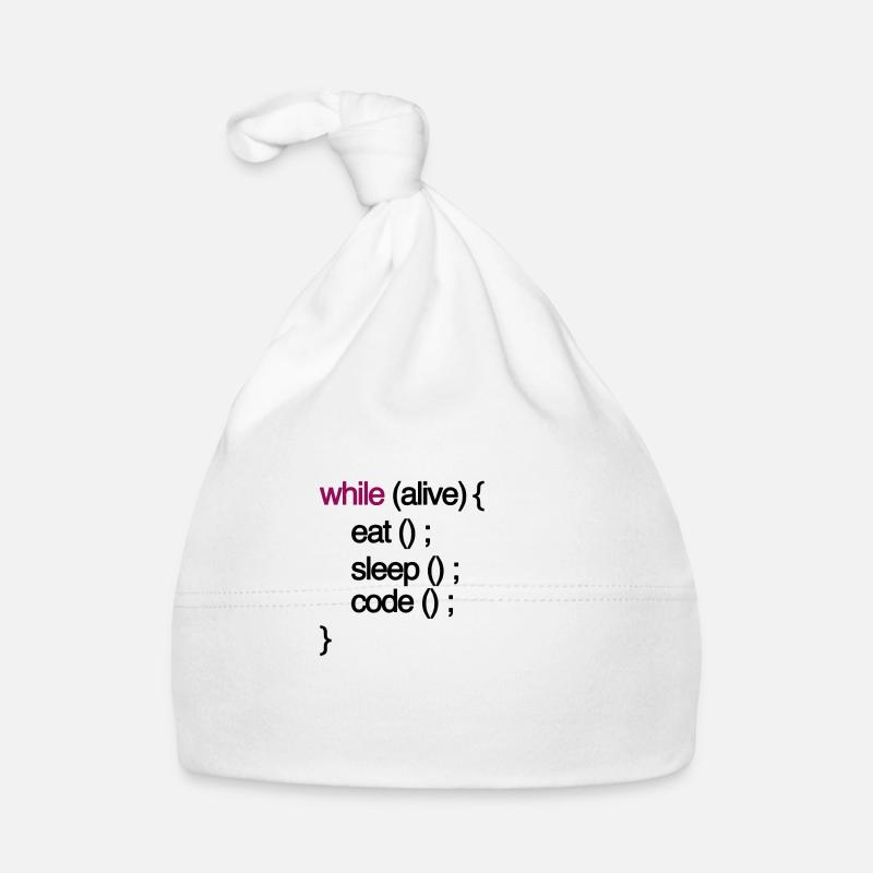 while alive code Informatiker programming coding - Baby Bio-Mütze - Weiß