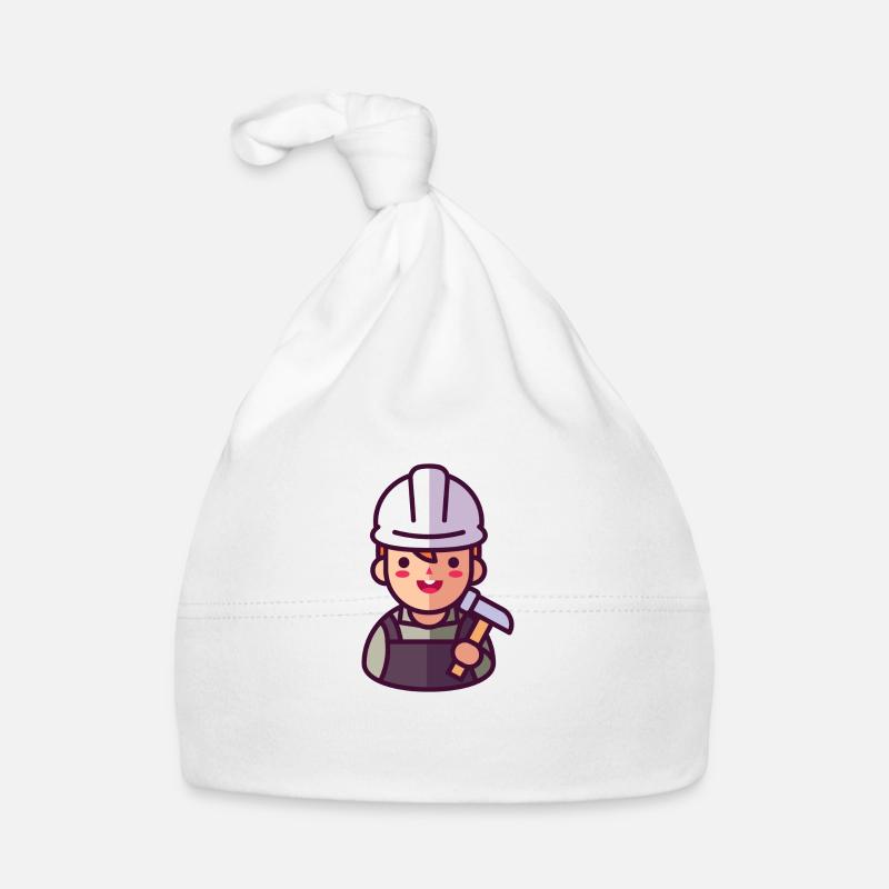 Bauarbeiter - Baby Bio-Mütze - Weiß
