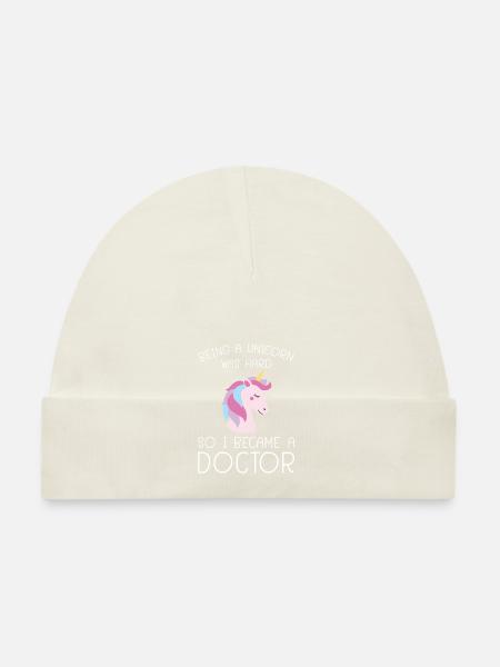 Unicorn Phd Doctorate Uni Saying Gift - Organic Baby Cap - white - Front