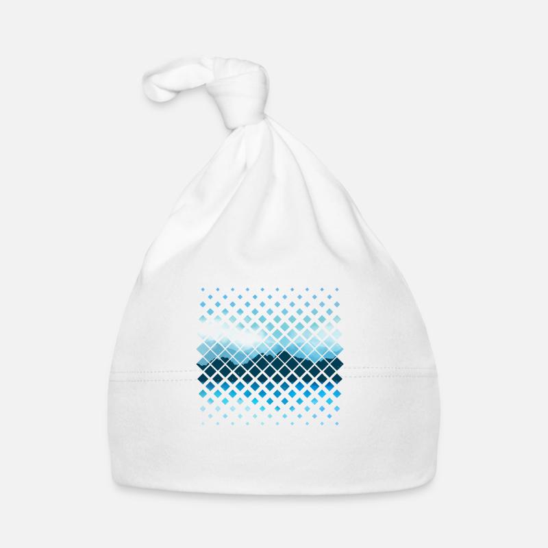 Mountains pattern - Organic Baby Cap - white