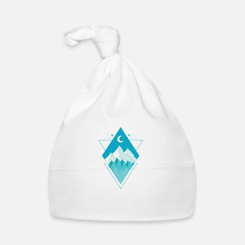 Forêt Montagnes Lune et étoiles Polygone Poly Triangle Bonnet bio Bébé