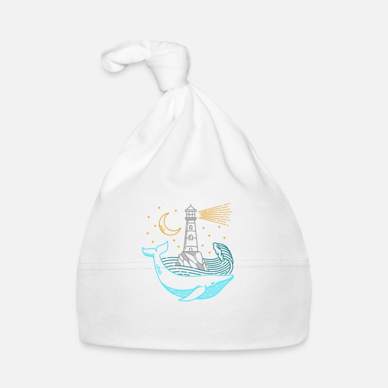 Baleine avec nuit de phare avec lune et clair de lune Bonnet bio Bébé