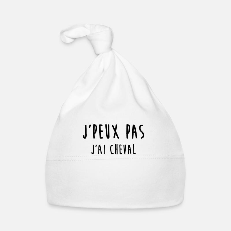 Je peux pas j'ai cheval - Bonnet bio Bébé - blanc