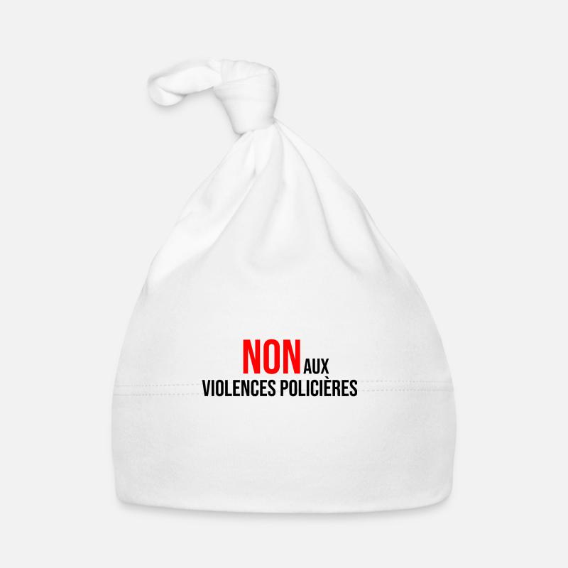 non aux violences policières - Bonnet bio Bébé - blanc