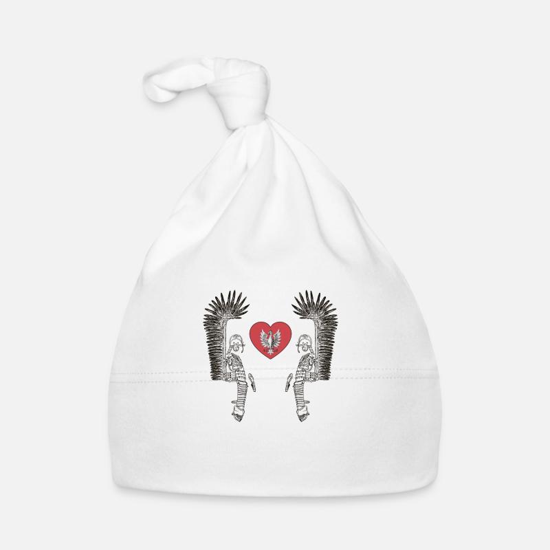 Winged hussar with polish white eagle in heart Organic Baby Cap