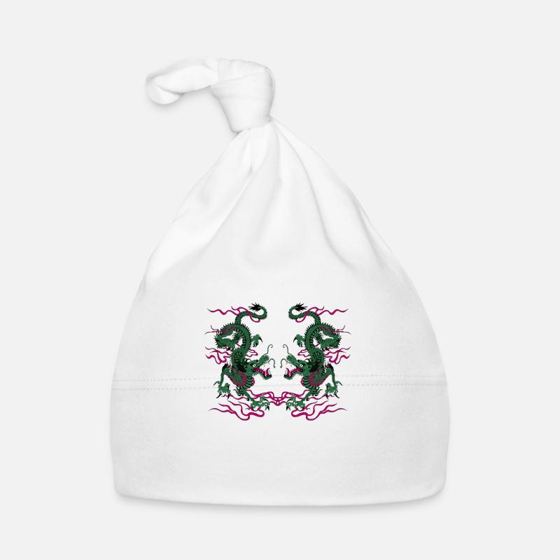 Deux dragons chinois chanceux Bonnet bio Bébé