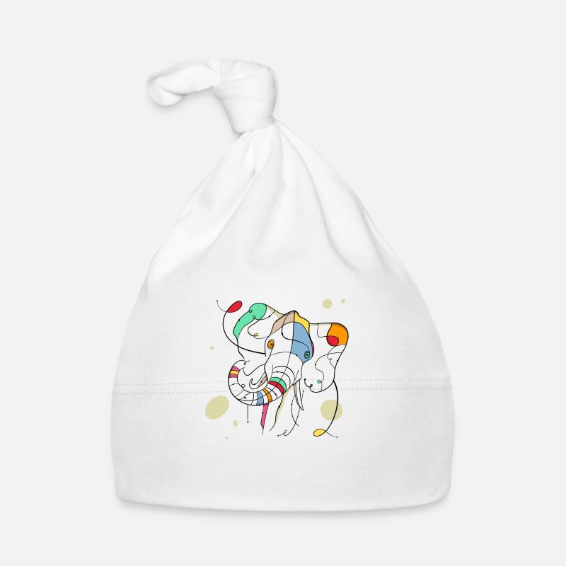 Elephant - Organic Baby Cap - white