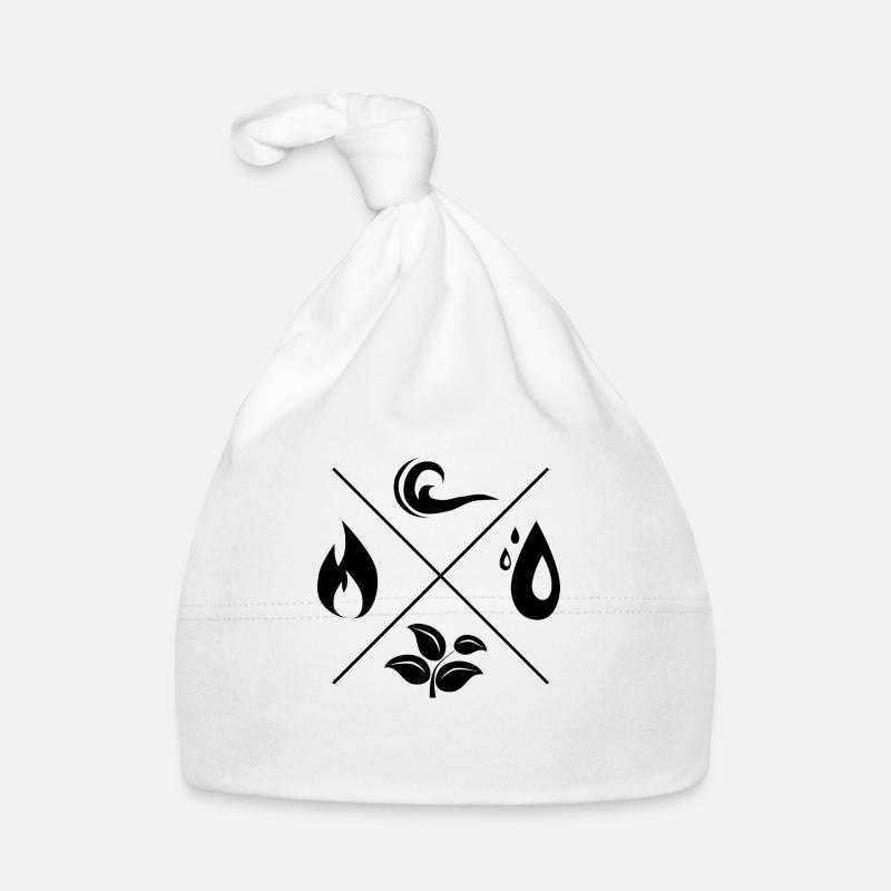 Die 4 Elemente - Feuer, Wasser, Erde, Luft Baby Bio-Mütze