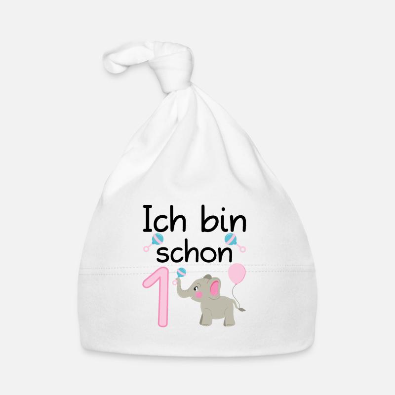 Ich bin schon 1 Kindergeburtstag Elefant Baby Bio-Mütze