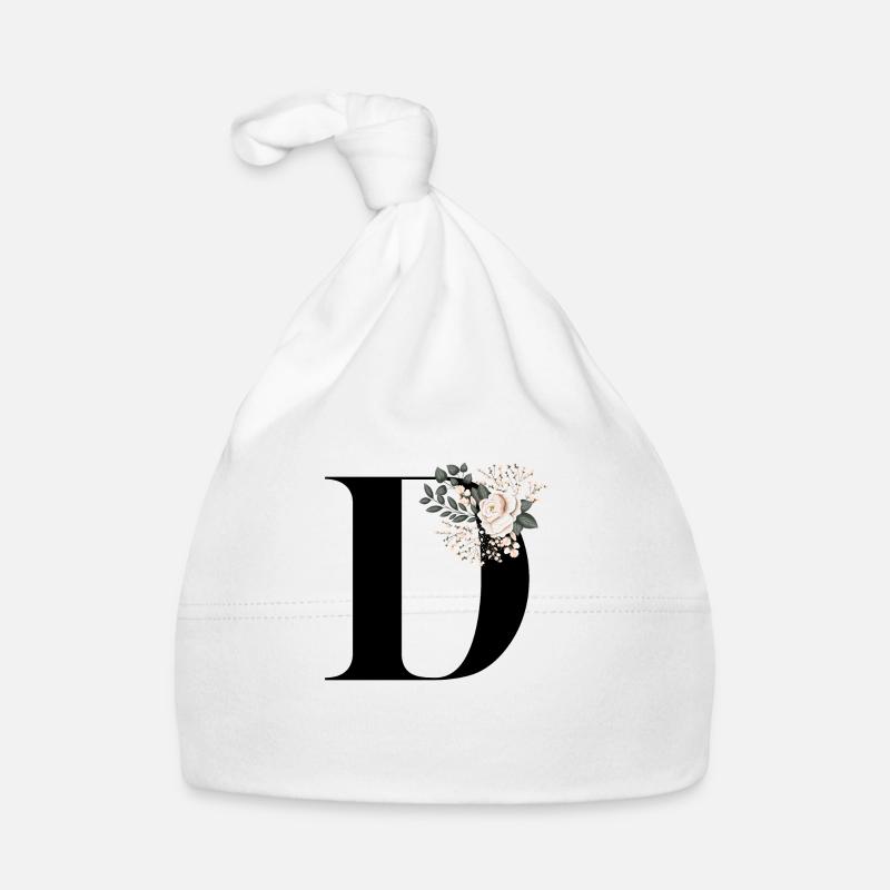 D flowery letter Organic Baby Cap