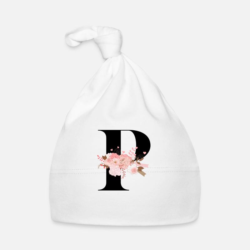 lettre P fleuris Bonnet bio Bébé