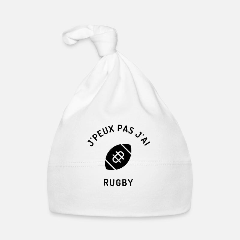 J peux pas j ai rugby - Bonnet bio Bébé - blanc