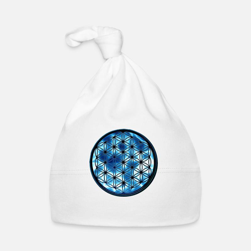 Fleur de vie bleu élément eau Bonnet bio Bébé