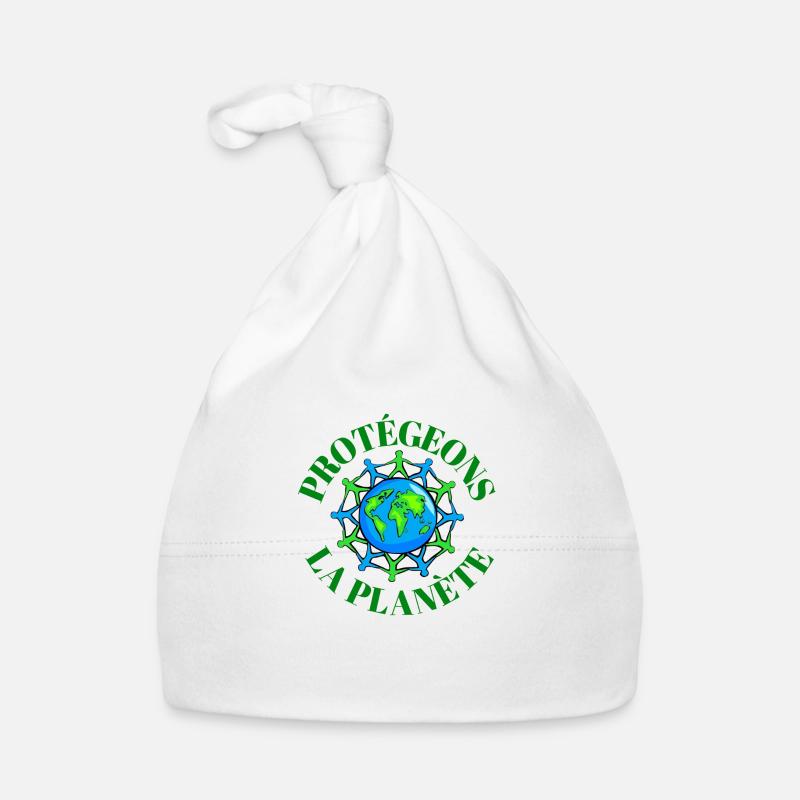 logo protégeons la planète - Bonnet bio Bébé - blanc