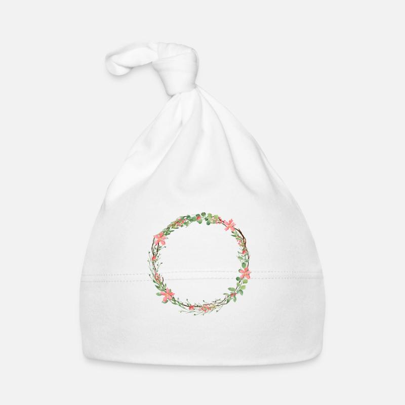 Flowers wreath circle customizable Organic Baby Cap