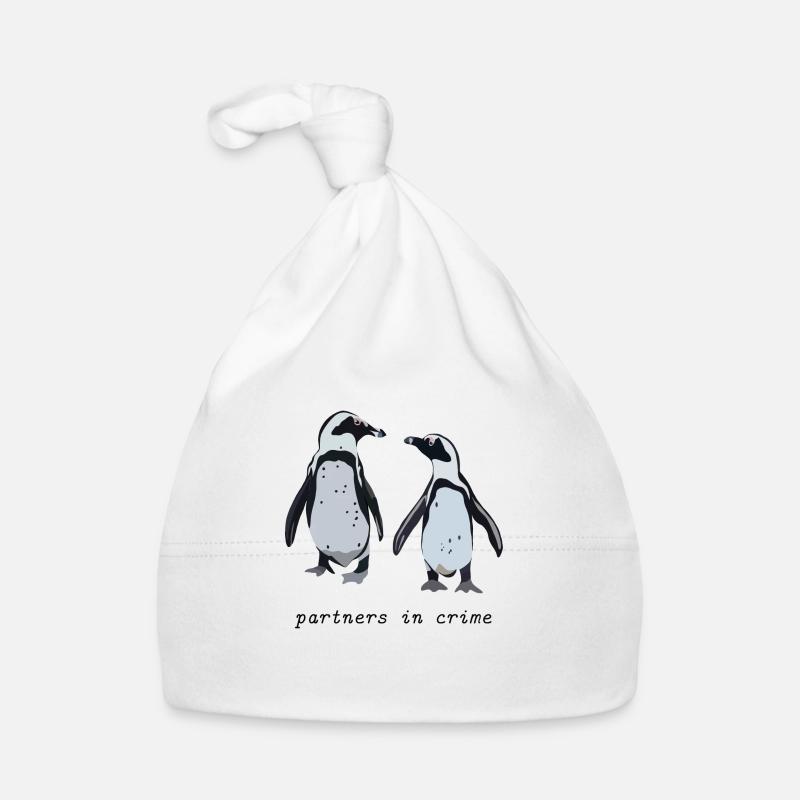 Cute Pinguins / Partners in crime - Bonnet bio Bébé - blanc