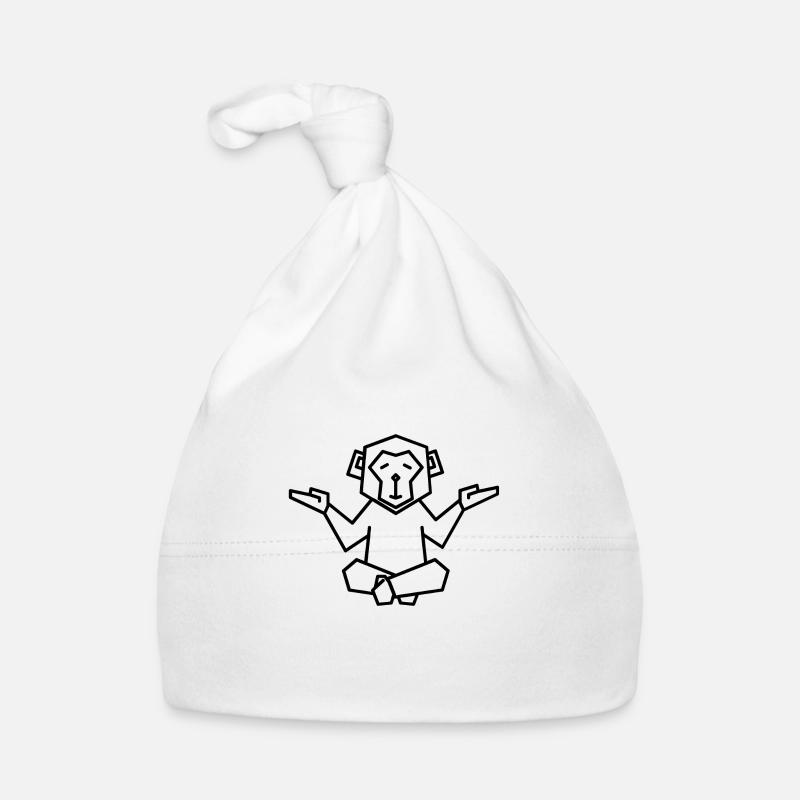 Minimalistischer Affe - Baby Bio-Mütze - Weiß