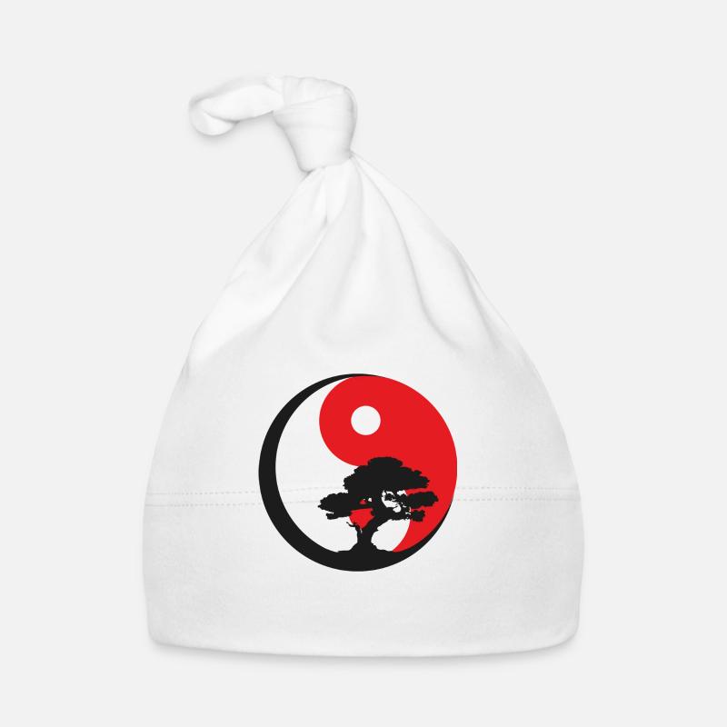 Qigong Bonsaï Ying Yang - Bonnet bio Bébé - blanc
