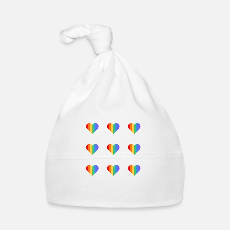 Rainbow heart pattern Organic Baby Cap