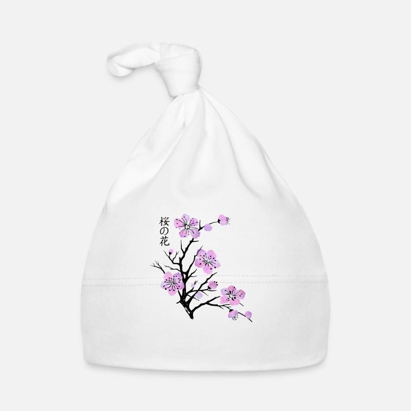 Kirschblüten - Baby Bio-Mütze - Weiß