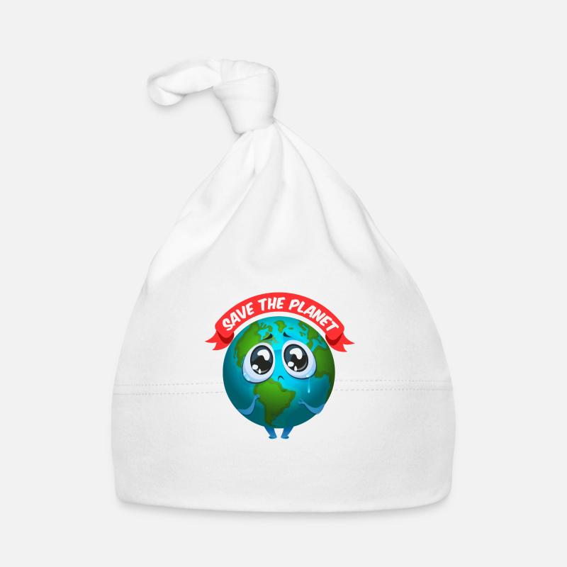 Sauvez la planète Terre | Save planet earth - Bonnet bio Bébé - blanc