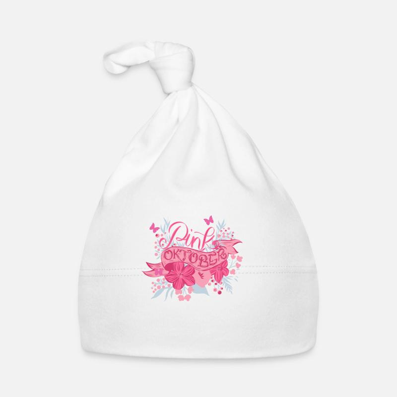 Octobre Rose - Bonnet bio Bébé - blanc