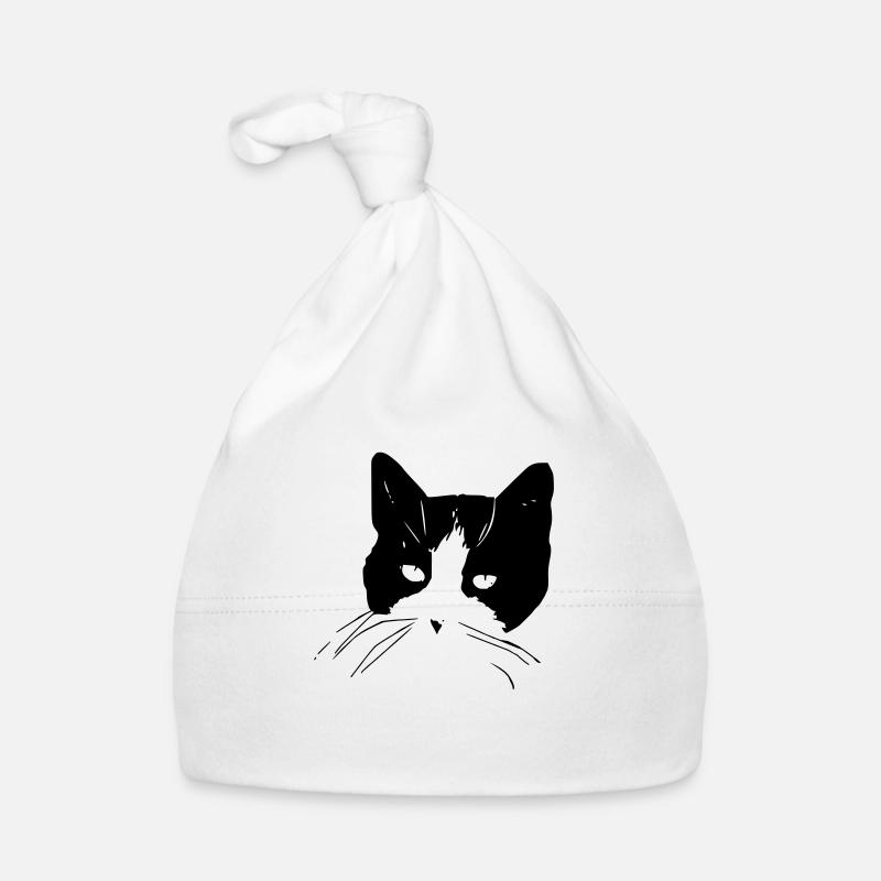 Katzengesicht - Baby Bio-Mütze - Weiß