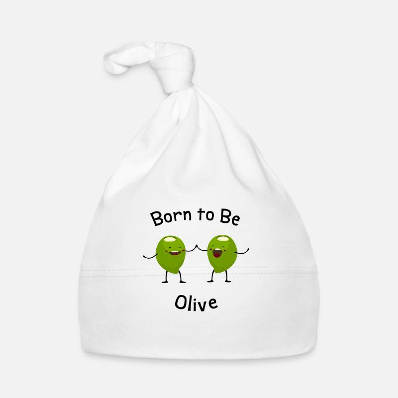 Born to be olive Humour jeu de mot olive verte fun - Bonnet bio Bébé - blanc