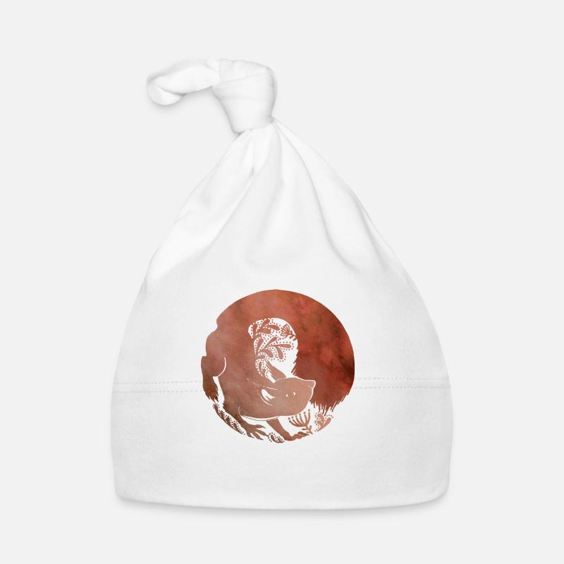Wiewiórka - Écureuil - Bonnet bio Bébé - blanc