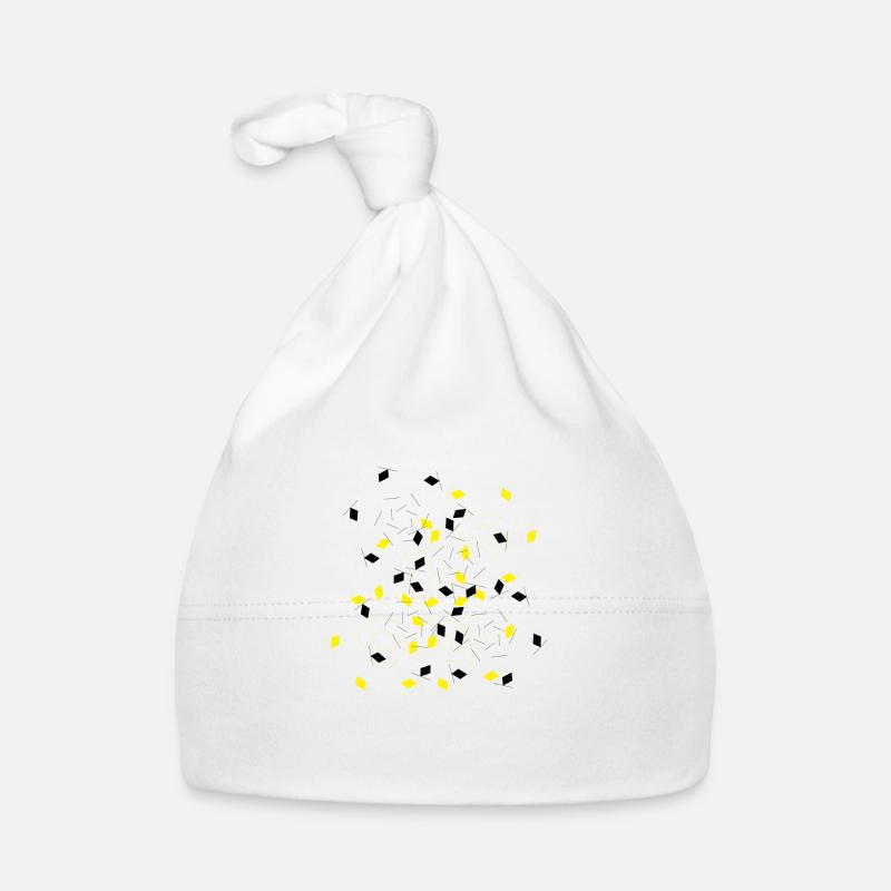 Abstract rhombus pattern black & yellow - Organic Baby Cap - white