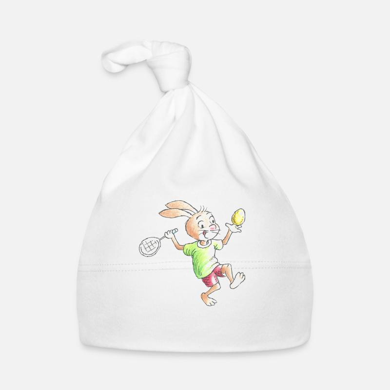 Rabbit child with tennis racket Organic Baby Cap