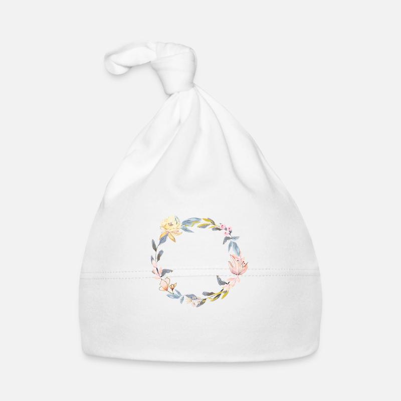 Wreath flowers customizable Organic Baby Cap