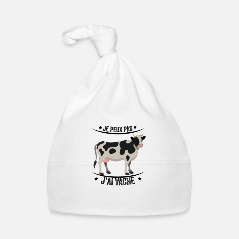 je peux pas j'ai vache - Bonnet bio Bébé - blanc