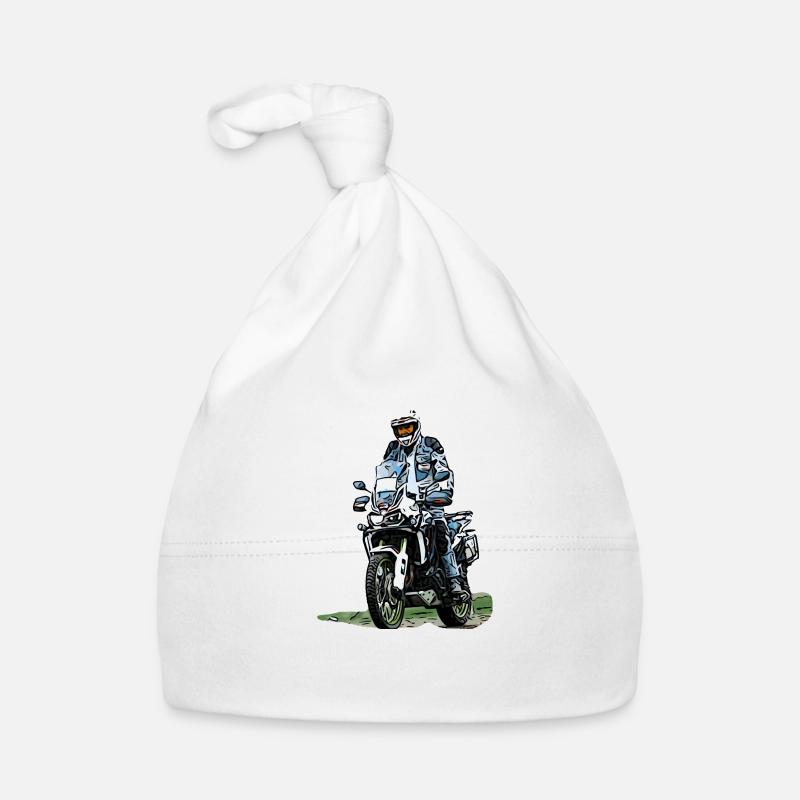Adventure Biker - stehender Motorradfahrer Baby Bio-Mütze