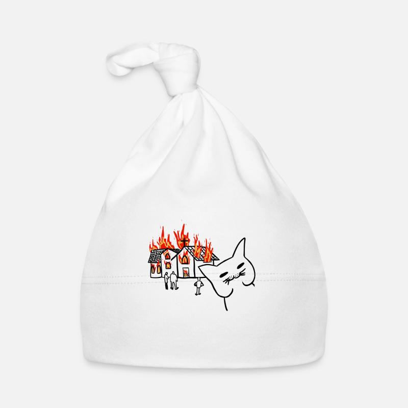 CHAT BRÛLANT UNE ÉGLISE Bonnet bio Bébé